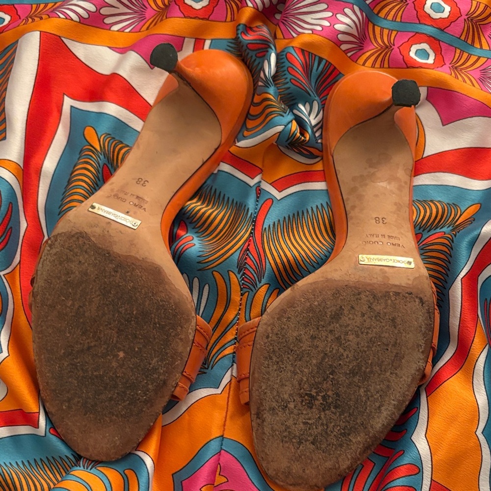 Dolce & Gabbana Vibrant Orange Heel Sandals - Picture 6 of 12